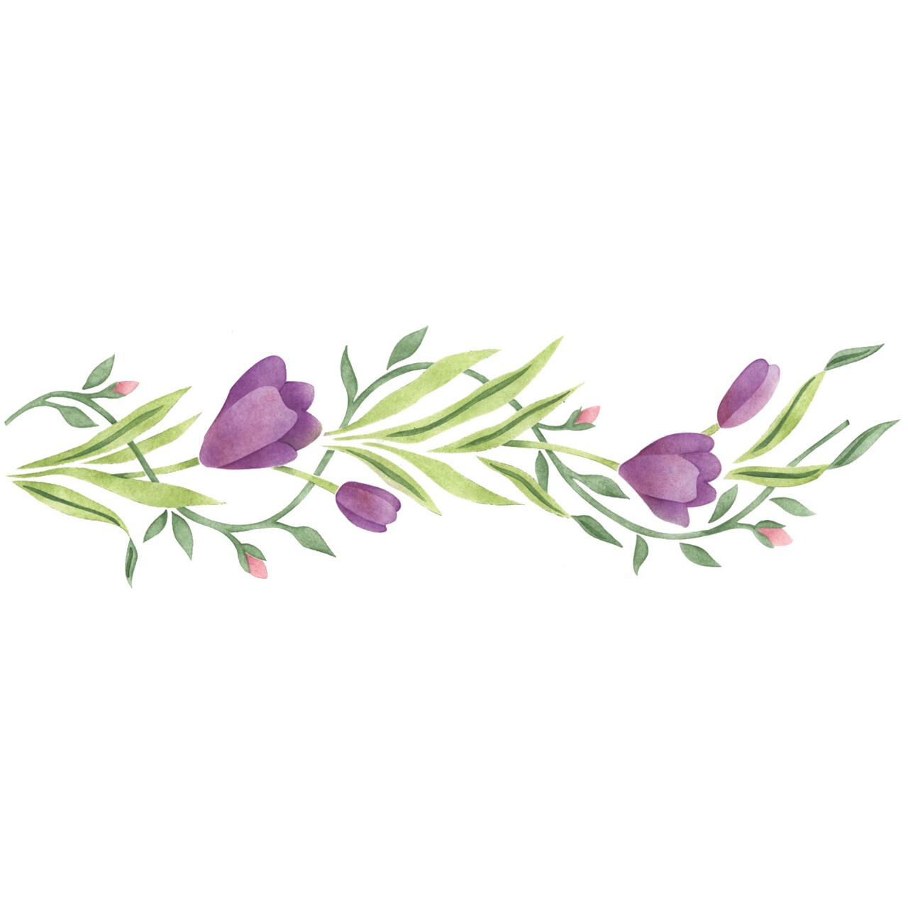 Crocus and Rosebud Vine Wall Stencil | 3023 by Designer Stencils | Floral Stencils | Reusable Art Craft Stencils for Painting on Walls, Canvas, Wood | Reusable Plastic Paint Stencil for Home Makeover | Easy to Use & Clean